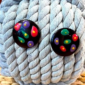 Vintage 80s Acrylic Paint Splotch Earrings